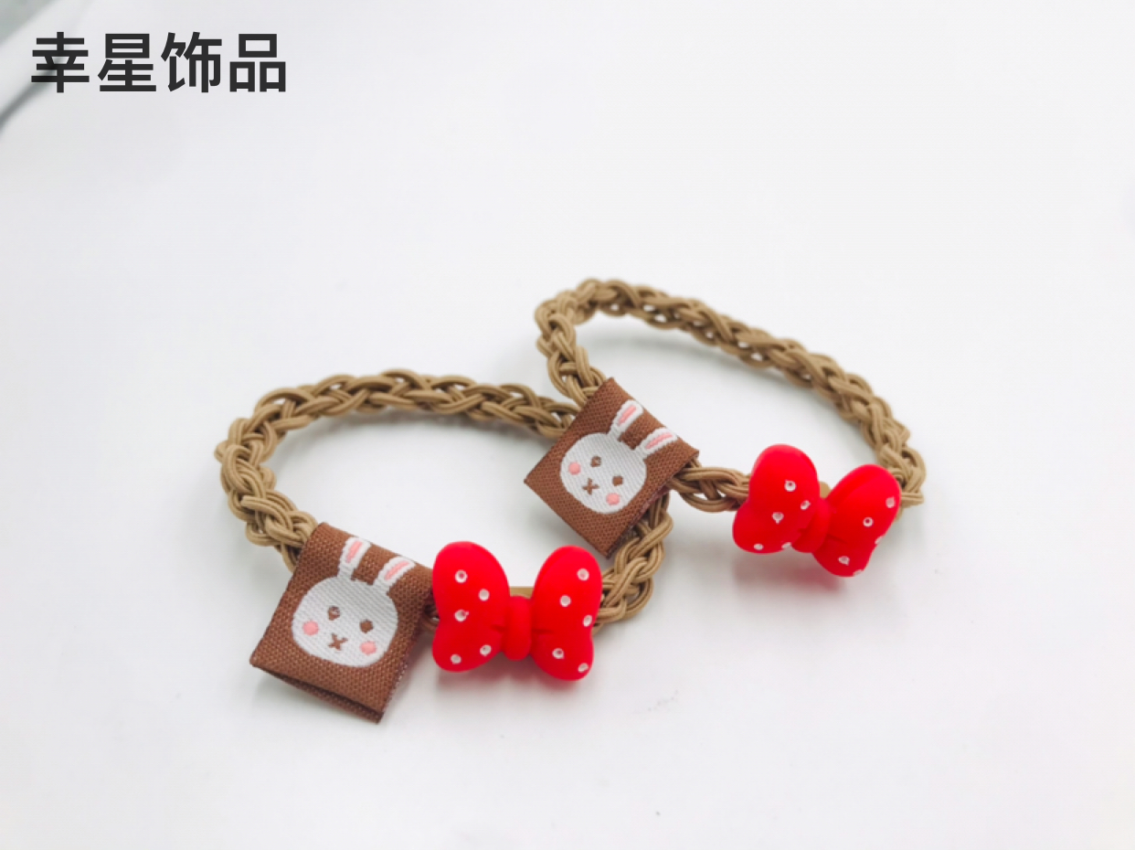 Woven Twisted Hair Rope Big Red Bow Tie Accessories Rubber B...