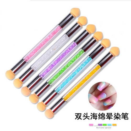 nail art printing sponge stamp pen with diamond blooming printing pen mini printing tool sponge silicone pen