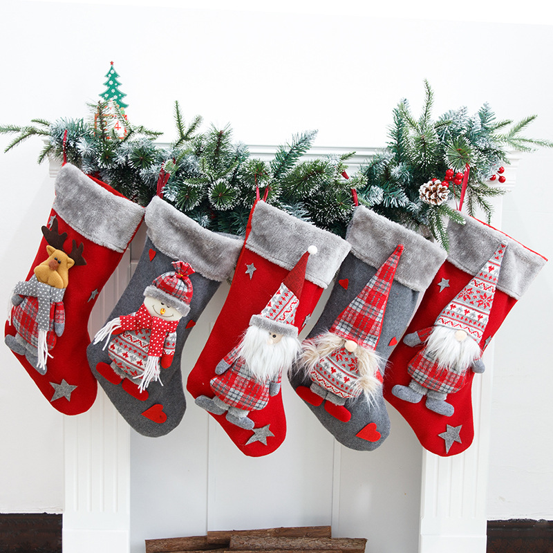 New Faceless Elderly Large Christmas Stockings Christmas Dec...