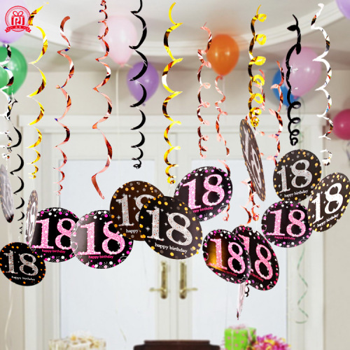 Exclusive for Cross-Border PVC Spiral Ornaments Hanging Ornaments 18 30 60 Th Birthday Decoration Party Background Layout Supplies