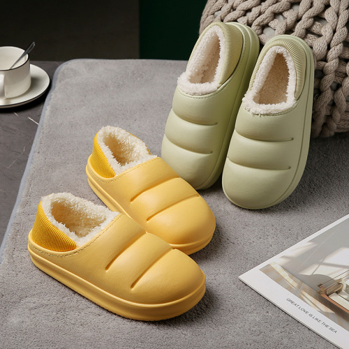 Wholesale Spot Couple Cotton Slippers Women‘s Bag Heel Indoor Warm Shoes Home Home Home Thick Bottom Waterproof Confinement Shoes Winter