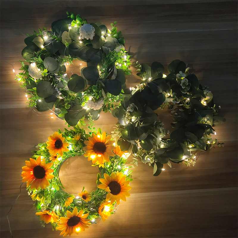 Led Spring and Summer Series Luminous Garland New Wedding Festival Fake Flower Garland Sunflower Col