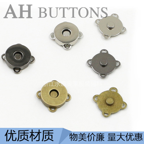 Factory Direct Sales Plum Blossom Magnetic Snap Magnet-Absorbing Iron Button Hand-Stitched Invisible Mother and Child Magnet Button