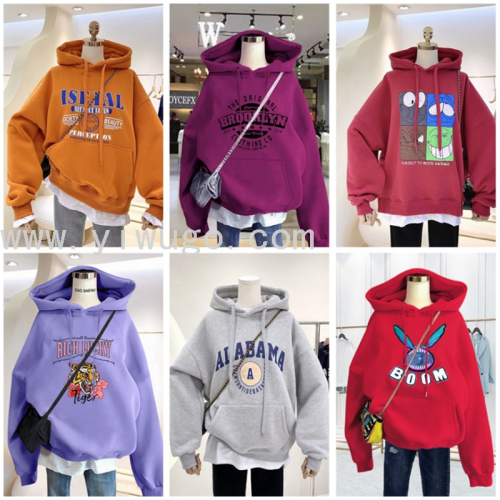 2022 autumn and winter korean women‘s clothing new hooded sweater jacket large size foreign trade tail goods stall supply wholesale