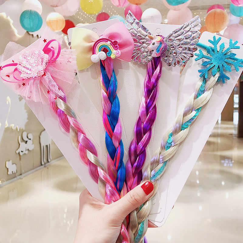 Children's Cartoon Unicorn Colorful Wig Hair Rope Headdress ...