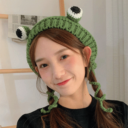 hat autumn and winter men‘s and women‘s wool hat frog baby cap cute super cute winter warm 2 knitted hat