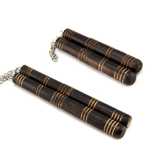 hot selling toys in scenic temple fair wholesale wooden small nunchakus outdoor sports two-piece stick martial arts performance