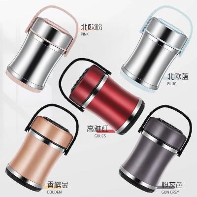 Stainless Steel Small Waist Double-Layer Heat Preservation Pan Bento Box Lunch Box Custom Logo Opening Drainage Activity Gift