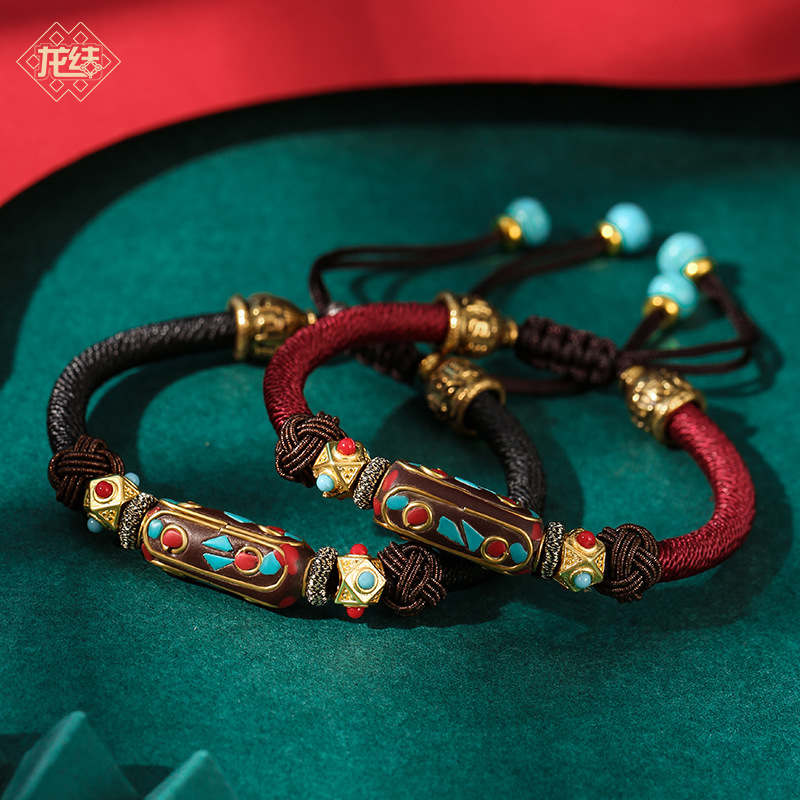 Dragon Knot Hand Weaving Bracelet Bohemian Women's Vintage Brass Ethnic Style Carrying Strap S0
