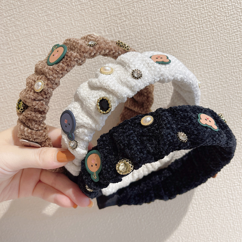 Cross-Border Retro Bear Headband for Women 2021 Autumn and Winter New Headwear High Skull Top Headba