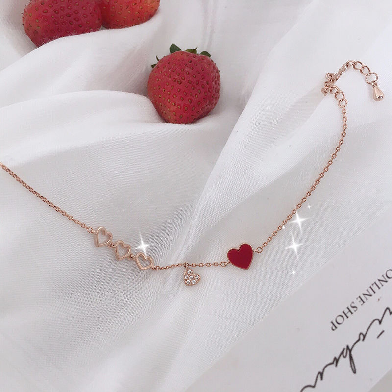 Girlfriends Bracelet Internet Celebrity Simple Personality Student Jewelry Korean Style Red Heart Br
