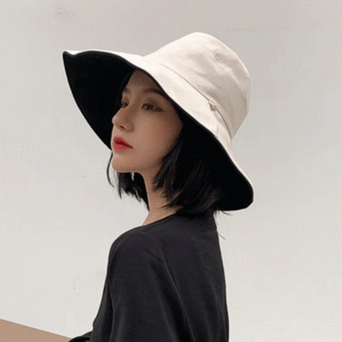 double-sided bucket hat sun hat female summer cover face sun hat fashion trend hat