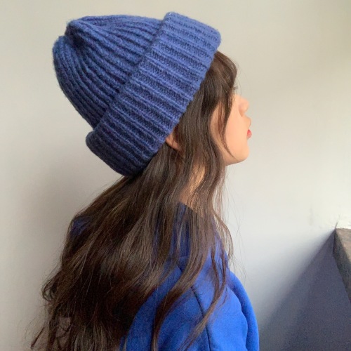 Instagram Mesh Red Hat Female Autumn and Winter Woolen Hat Beanie Hat Baotou Korean Fashion Japanese Style Knitting Pile Heap Cap