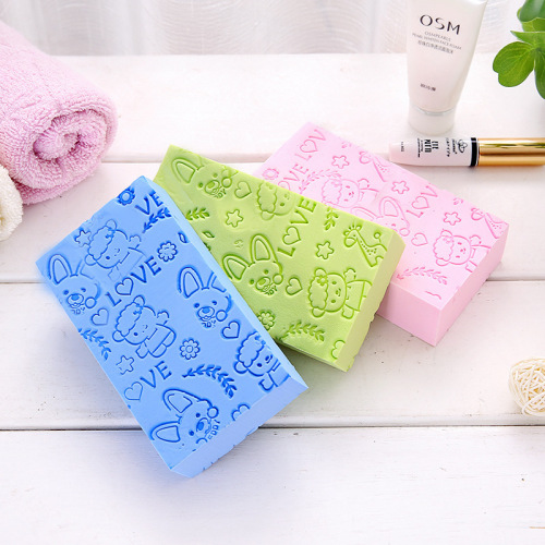 new cartoon bath sponge high density plus h printing children‘s rub-free bath towel home bath rub gray artifact