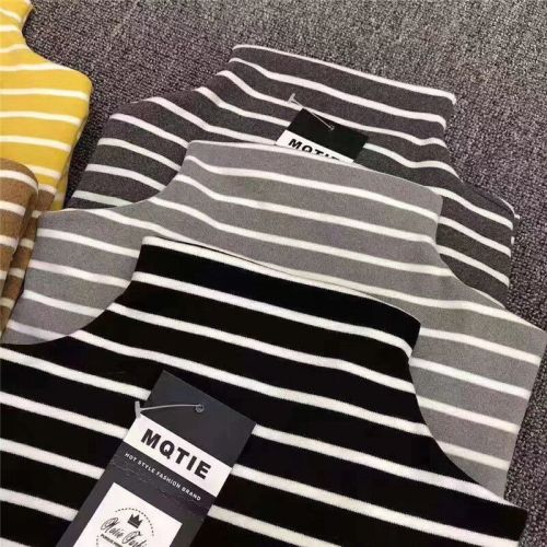 factory supply autumn and winter wechat business popular cationic second generation striped bottoming shirt thickened slimming women‘s bottoming shirt