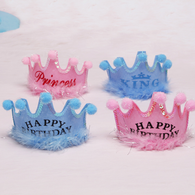 Wholesale Non-Luminous Birthday Crown Party Decorative Head Hoop Children Adult Non-Woven Fabric Bir