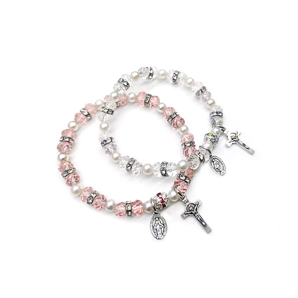 Europe and America Cross Border Jewelry Crystal Bracelet Cross Bracelet Elastic Bracelet Beads Cryst