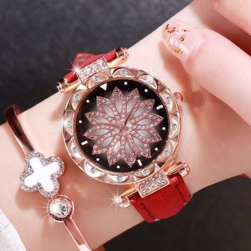 fashion light luxury watch women‘s student foreign trade hot simple personality diamond belt quartz watch