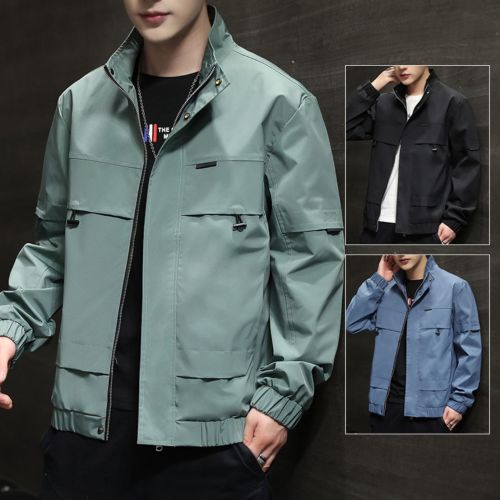 Coat Men‘s Autumn Stand Collar Jacket Wholesale Simple Men‘s Clothing Loose Casual Coat Men‘s Fashion 