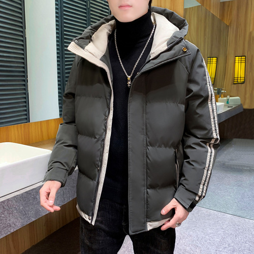 down cotton-padded jacket for men 2021 new winter fleece-lined thickened short cotton-padded jacket tooling fashion brand cotton-padded jacket coat tide