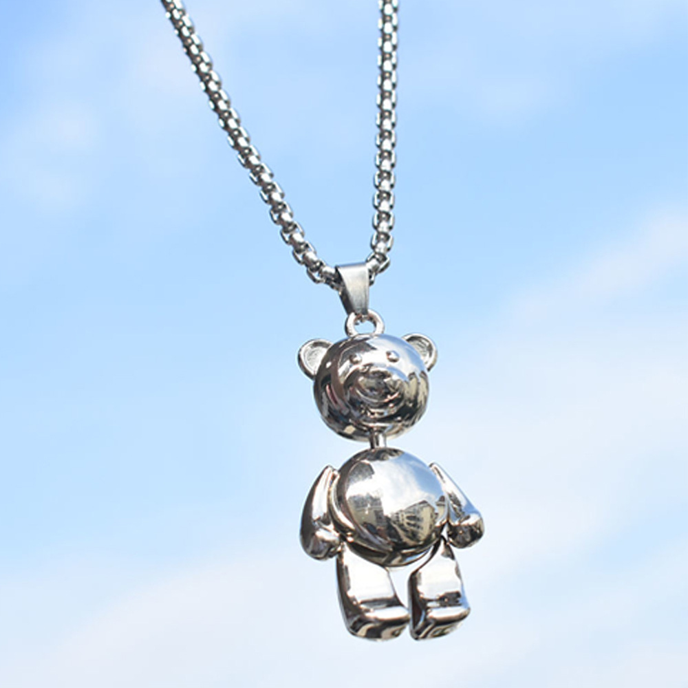 2021 Douyin Online Influencer Ins Same Necklace Personalized Hip Hop Bear Pendant Bracelet Long Swea