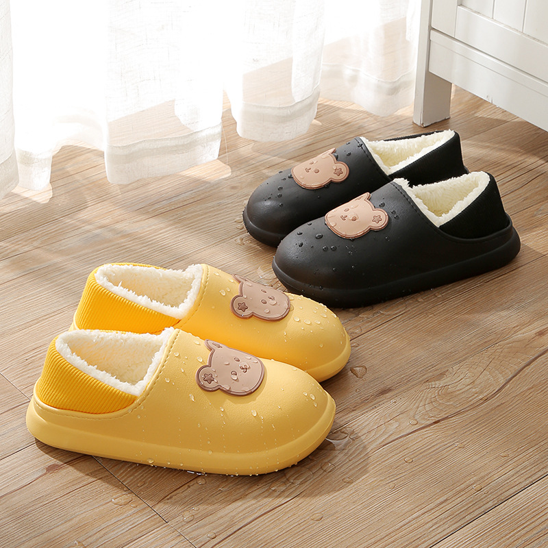 In Stock Wholesale Cotton Slippers Women's Waterproof Indoor Warm Household Plush Autumn and Wi