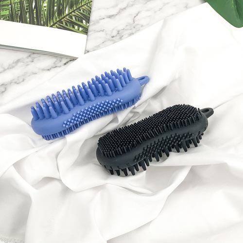 amazon popular bath brush silicone shampoo brush multifunctional double-sided bath massage brush bath and bath artifact