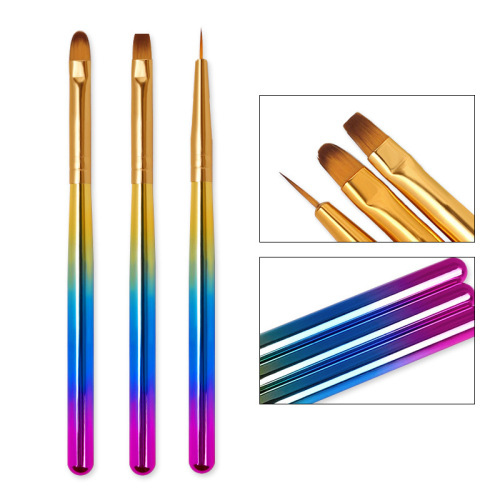 nail art new painting pen hook flower pen 3 pack color rod phototherapy nylon hair painting pen set factory direct sales