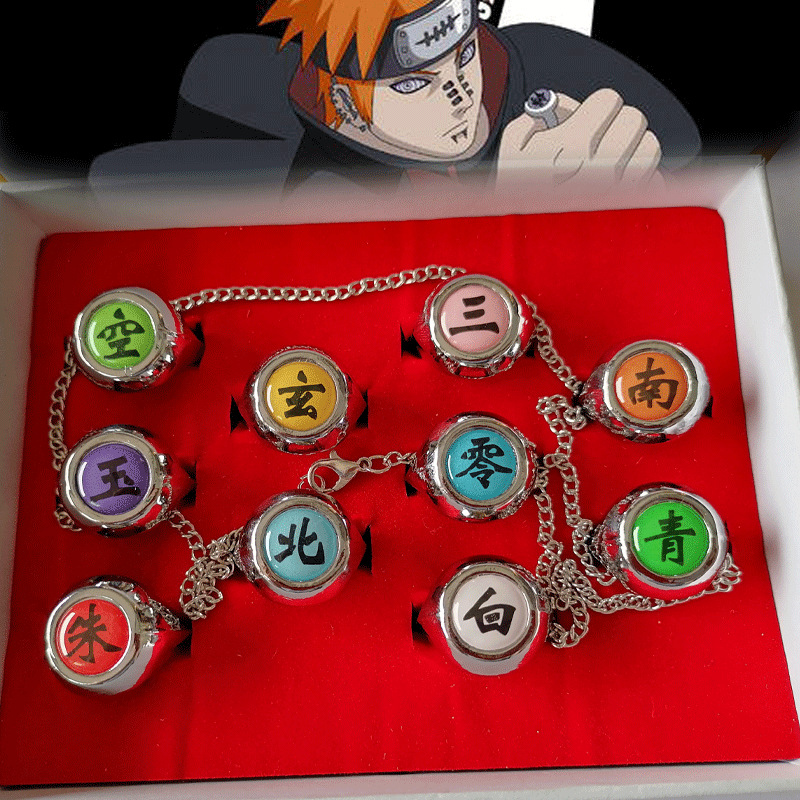 Anime Peripheral Naruto Xiao Organization Black Large Font Sharingan Ring Box Kit Delivery Necklace