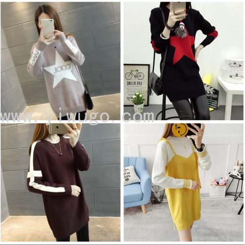 inventory foreign trade women‘s mid-length sweater tail goods women‘s miscellaneous women‘s pullover knitting sweater stall market