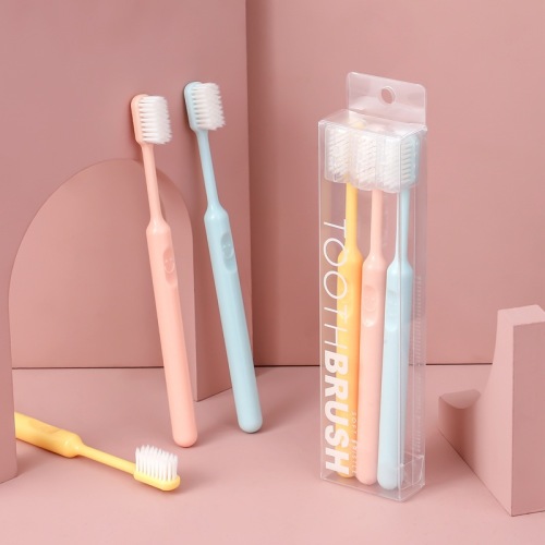Candy Color Soft-Bristle Toothbrush Adult Couple Home Family Pack with Protective Cover Ultra-Fine Super Soft Small Head Toothbrush Wholesale