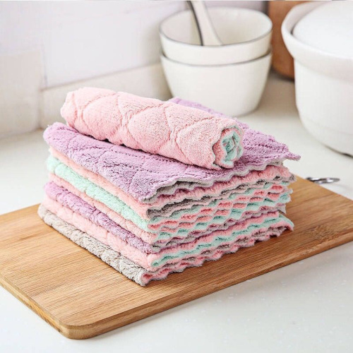 Household Dishcloth Oil-Free Rag Kitchen Supplies Absorbent Towel Lint-Free Tablecloth Household Cleaning Bowl Towel