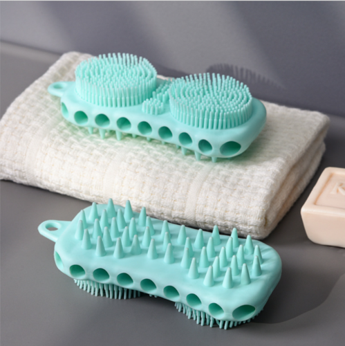 Silicone Sensory Training Tactile Brush Baby Silicone Bath Brush Soft Bath Brush Shampoo Brush Massage Brush Dual-Purpose Brush