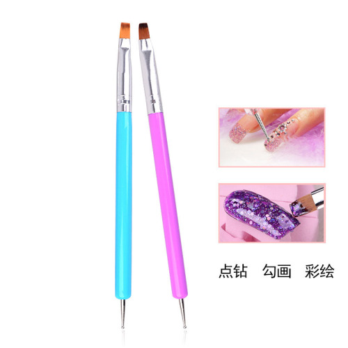 New Double-Headed Point Drill Pen Phototherapy Crystal Pen Wooden Pen Color Optional