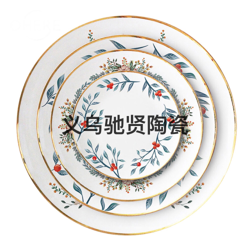 bone china plate ceramic western plate tableware hotel table decoration daily necessities multi-size craft ornaments