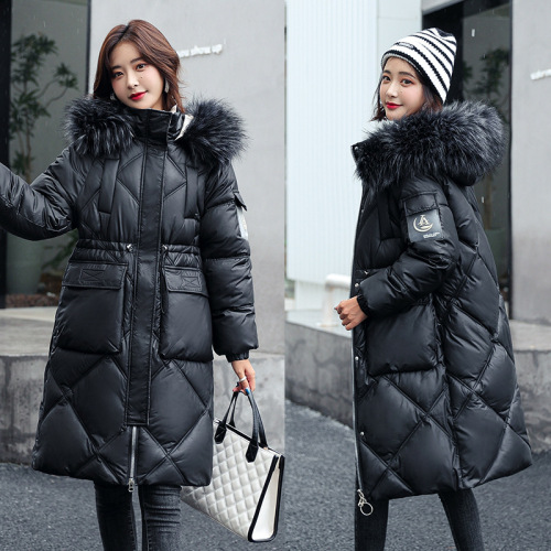 long cotton-padded coat for women 2021 autumn and winter new cotton-padded clothes slim down cotton-padded coat for women large fur collar cotton-padded jacket women‘s coat