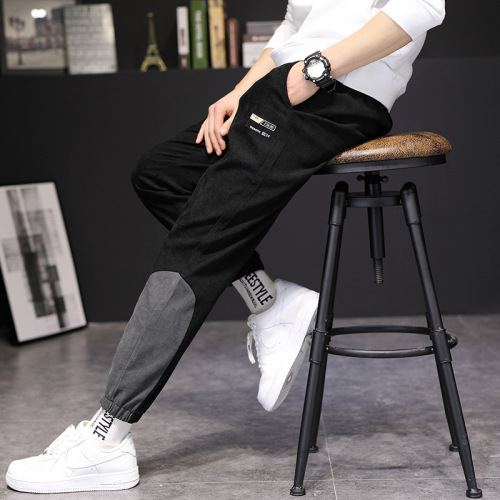 autumn and winter men‘s ankle-tied sweatpants korean fashion casual fashion brand men‘s loose cropped pants men‘s fashionable elastic pants men‘s pants