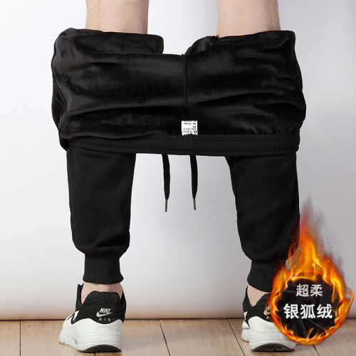 winter fleece-lined thickened outer wear casual pants men‘s winter pants korean fashion youth student autumn and winter sports cotton pants