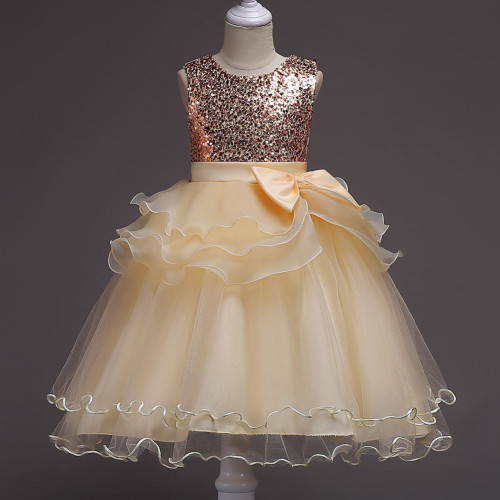 european and american children‘s dress l new children‘s sequined mesh pettiskirt girls‘ performance clothes princess dress for middle and big children