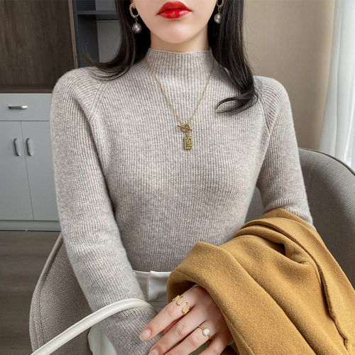 Half Turtleneck Sweater women‘s Short 2021 Autumn and Winter New Korean Style Versatile Pullover Slim Fit Tight Knit Bottoming Shirt