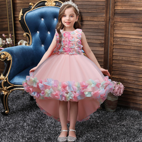 Korean Style Children‘s Dress Princess Dress Children and Teens Princess Dress Girls‘ Costume Trailing Skirt New Lace Evening Dress