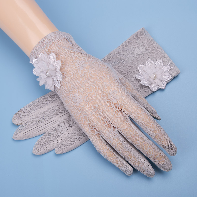 and Autumn Breathable Thin Anti-Slip Driving and Biking Summer Lace Short Ice Silk Touch Screen Glov