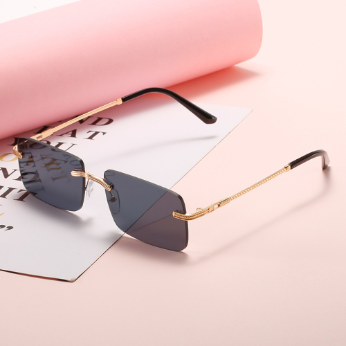 New Frameless Square Fashion Sunglasses Men‘s and Women‘s European and American Metal Sun-Proof Fashionable Retro Sunglasses 1317