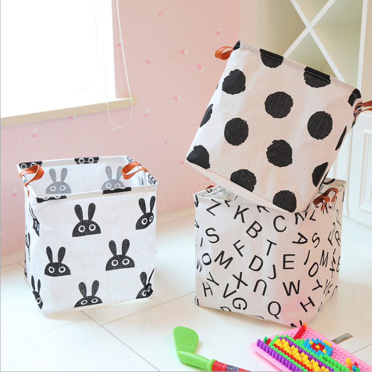 Storage Basket Cotton and Linen Fabric Folding Container Nor...