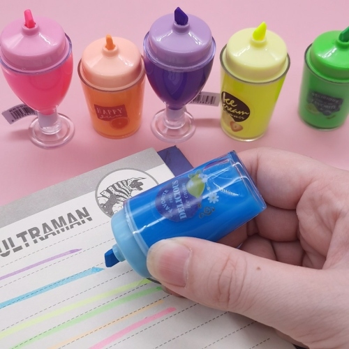 Cup Music Fluorescent Pen Key Marker Mini Small Color Marking Pen Pack