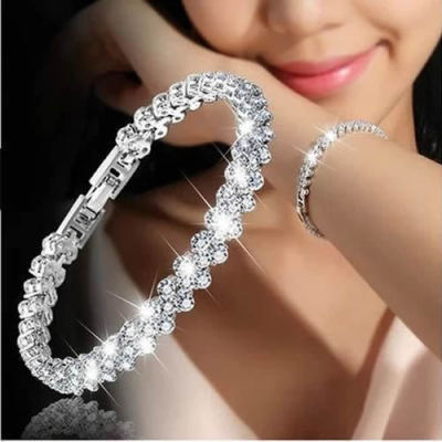 Popular Wish Foreign Trade European and American Roman Bracelet Female Zircon Crystal New Style Bracelet Ring Diamond-Embedded Fashion Ornament Full Diamond