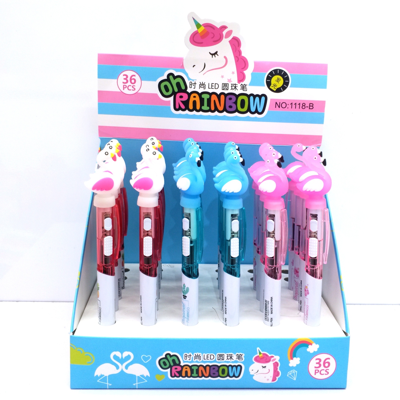 Switch one horned horse luminous neutral pen lovely owl pen new strange cartoon Flamingo pen