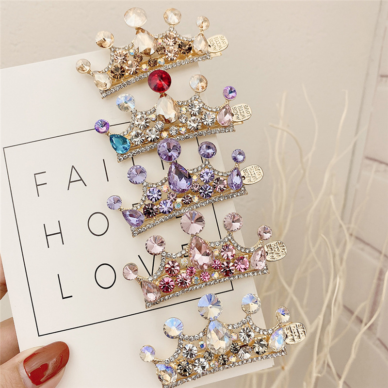 New Rhinestone Crown Barrettes Female Princess Style Bang Clip Accessories Cute Barrettes Generation