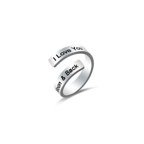 european and american simple double titanium steel ring i love you letter fashion stainless steel ring customization