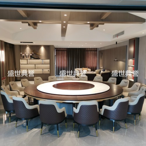 Changzhou Five-Star Hotel Solid Wood Furniture Direct Sales Club Light Luxury Bentley Chair Restaurant Box Solid Wood Dining Table and Chair